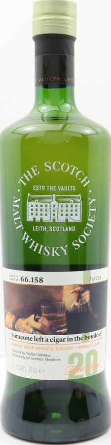 Ardmore 1998 SMWS 66.158 Someone left A cigar in the boudoir Refill Ex-Bourbon Hogshead Exclusive for German Members 51.1% 700ml