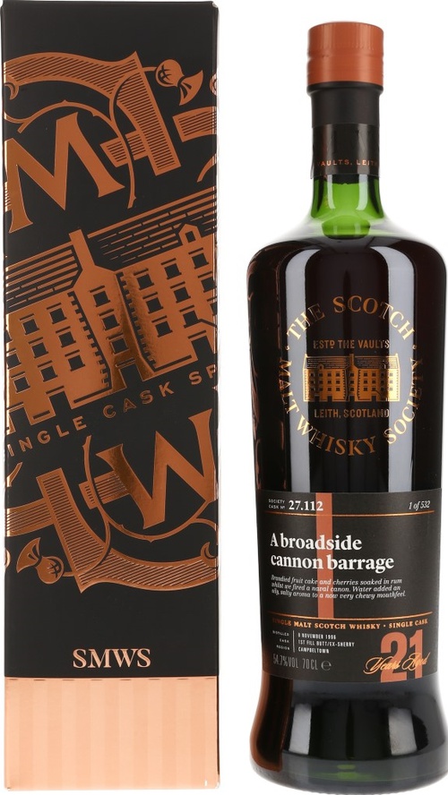 Springbank 1996 SMWS 27.112 A broadside cannon barrage 1st Fill Ex-Sherry Butt 54.7% 700ml