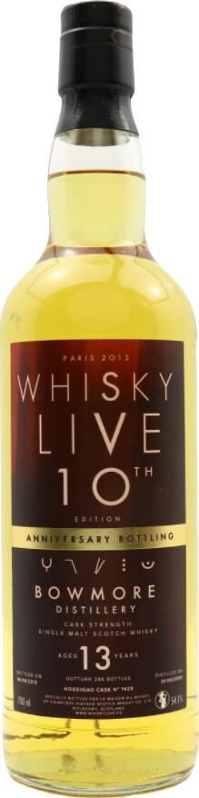 Bowmore 2000 SV Whisky Live 10th edition anniversary bottling #1429 54.1% 700ml