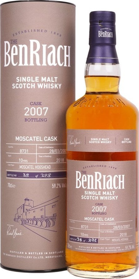 BenRiach 2007 Single Cask Bottling Batch 15 Moscatel Hogshead #8731 59.2% 700ml