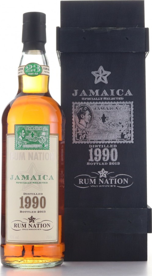 Rum Nation 1990 Jamaica Wooden Box 23yo 45% 700ml
