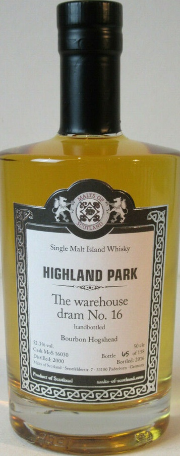 Highland Park 2000 MoS The warehouse dram #16 Bourbon Hogshead 52.3% 500ml