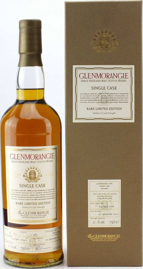 Glenmorangie 1994 Single Cask Rare Limited Edition Sherry cask #1385 56.1% 750ml