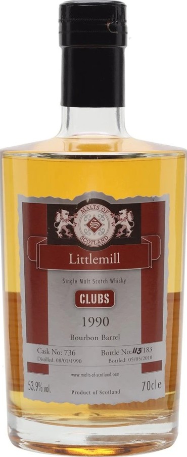 Littlemill 1990 MoS Clubs Bourbon Barrel #736 The Fulldram Whiskyclub 53.9% 700ml