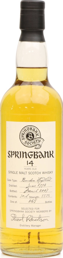 Springbank 1992 Society Bottling Bourbon Hogshead 55.3% 700ml