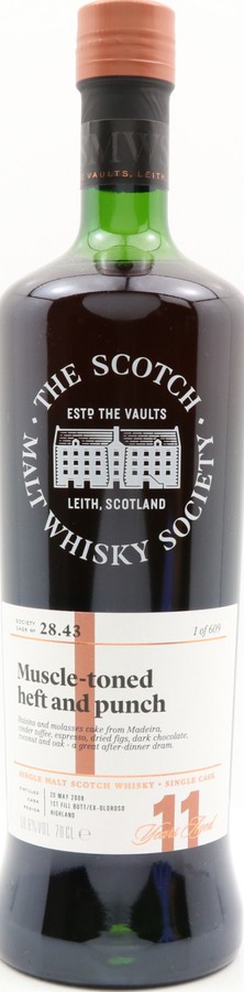 Tullibardine 2008 SMWS 28.43 Muscle-toned heft and punch 59.6% 700ml