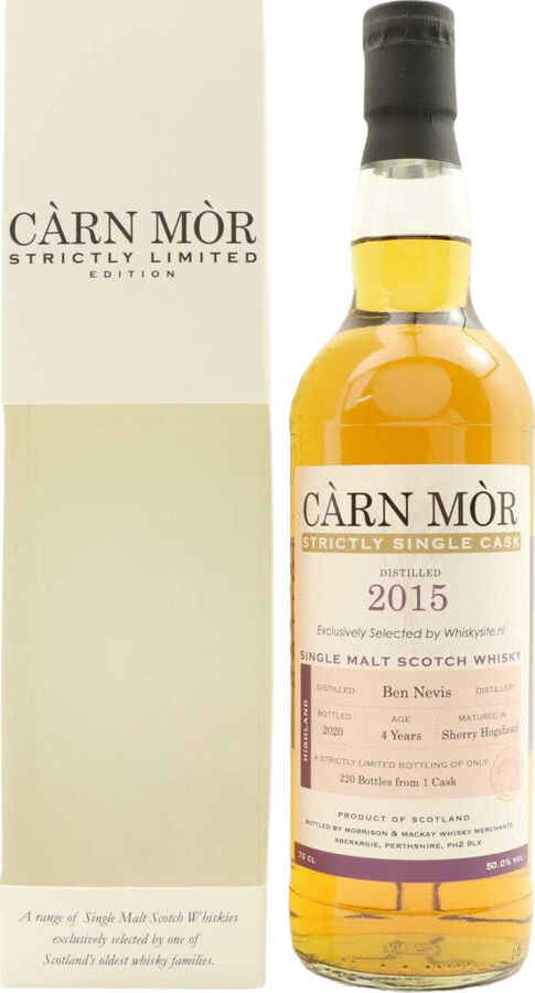 Ben Nevis 2015 MMcK Carn Mor Strictly Single Cask 4yo Sherry Hogshead Whiskysite.nl 50% 700ml