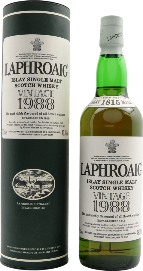 Laphroaig 1988 Vintage for Sweden 18yo Bourbon 49.3% 700ml