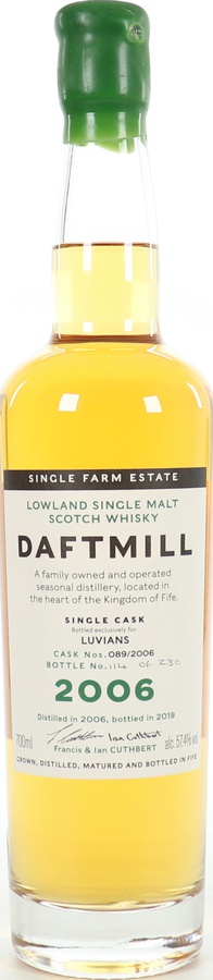 Daftmill 2006 Single Cask 1st Fill Ex-Bourbon Barrel 089/2006 Luvians Exclusive 57.4% 700ml