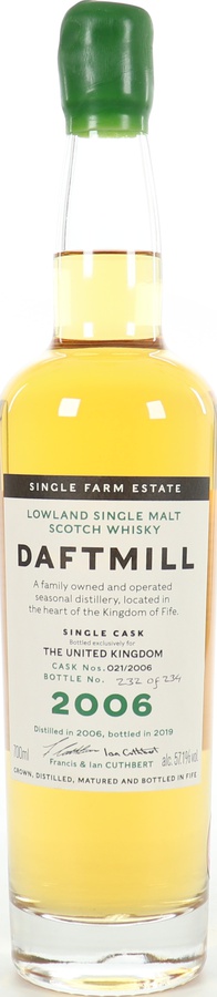 Daftmill 2006 Single Cask 1st Fill Bourbon Barrel 021/2006 United Kingdom Exclusive 57.1% 700ml