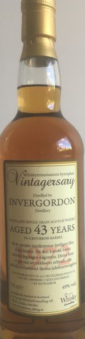 Invergordon 1972 SWf Vintagersary #1300000002 Svensk Whiskyformedling AB 49% 700ml