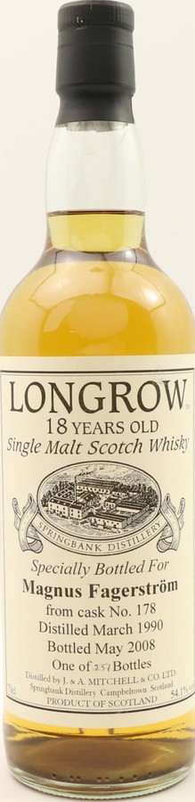 Longrow 1990 Private Bottling Refill Bourbon Hogshead #178 Magnus Fagerstrom 54.1% 700ml