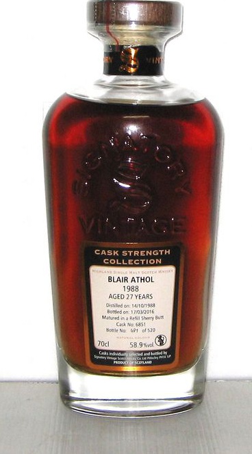 Blair Athol 1988 SV Cask Strength Collection Refill Sherry Butt #6851 58.9% 700ml