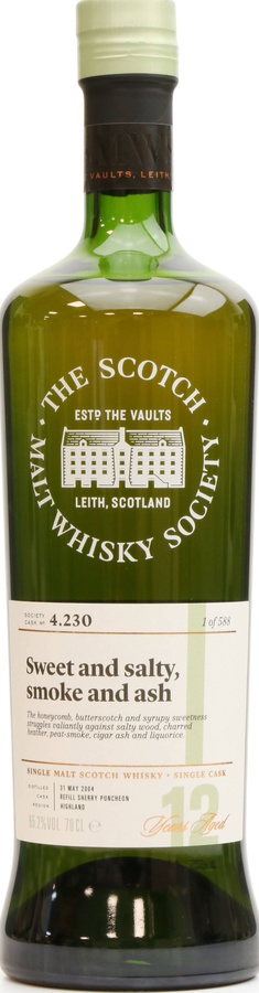 Highland Park 2004 SMWS 4.230 Sweet and salty smoke and ash Refill Ex-Sherry Puncheon 65.2% 700ml