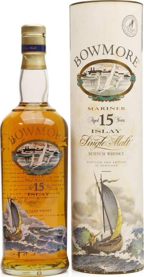 Bowmore Mariner Glass printed label with gulls and ship 43% 750ml