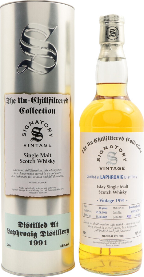Laphroaig 1991 SV The Un-Chillfiltered Collection 16yo Bourbon 6995-7005 46% 700ml