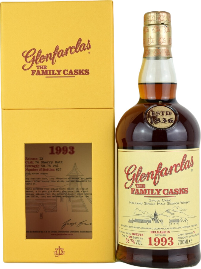 Glenfarclas 1993 The Family Casks Release IX Refill Sherry Butt #74 58.7% 700ml