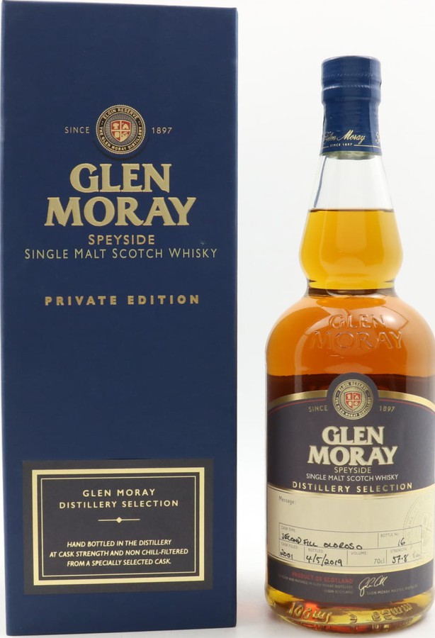 Glen Moray 2001 Hand Bottled at the Distillery 2nd Fill Oloroso #801130 57.8% 700ml