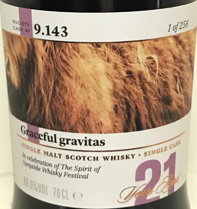 Glen Grant 1996 SMWS 9.143 Graceful gravitas 21yo Ex-Bourbon Hogshead The Spirit of Speyside Festival 2018 60.6% 700ml