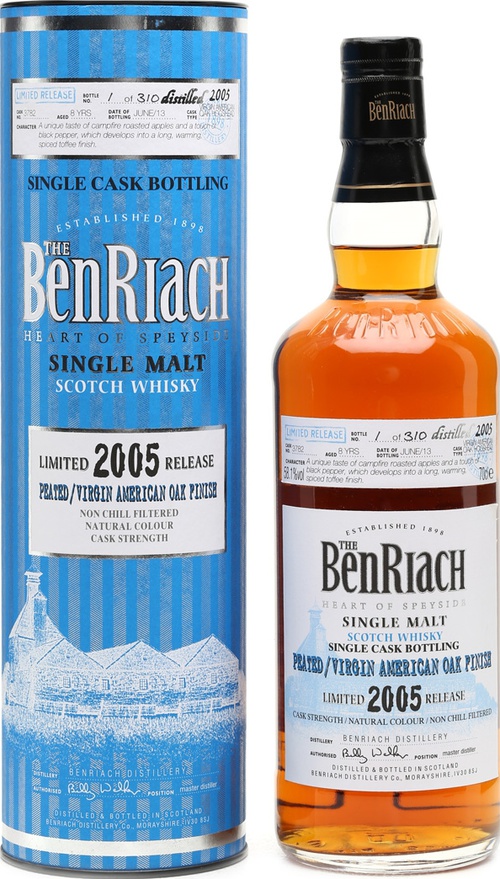 BenRiach 2005 Peated Single Cask Bottling Batch 10 Virgin American Oak Finish #3782 58.1% 700ml