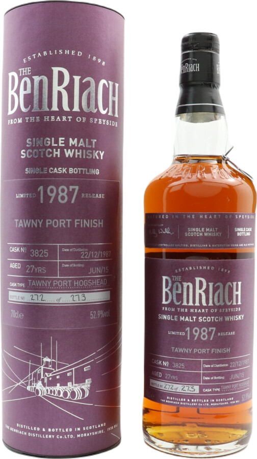 BenRiach 1987 Single Cask Bottling Batch 12 Tawny Port Hogshead #3825 52.9% 700ml