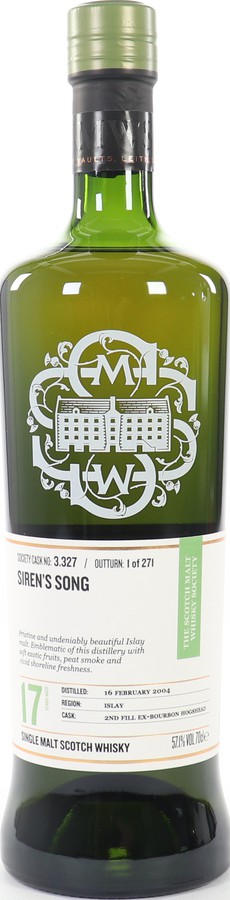 Bowmore 2004 SMWS 3.327 Siren's song 2nd Fill Ex-Bourbon Barrel 57.1% 700ml