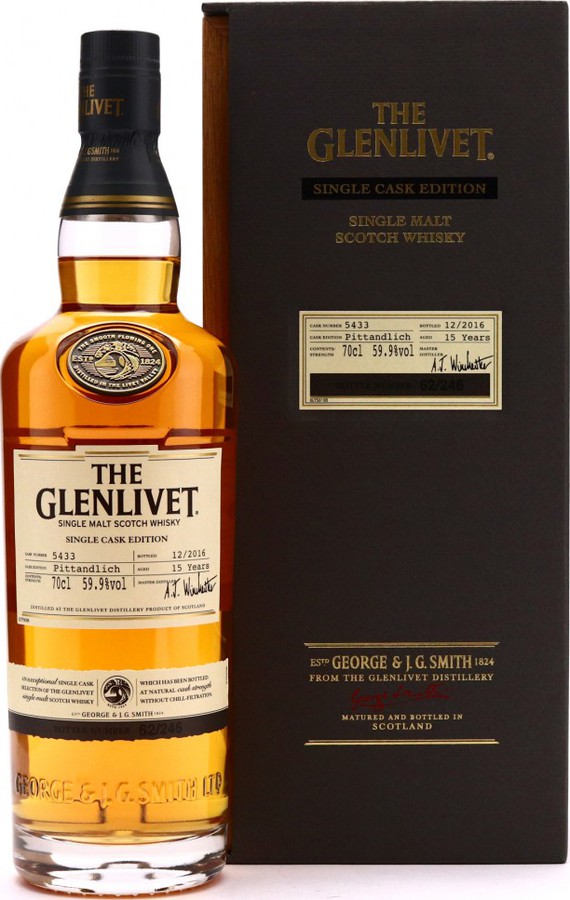 Glenlivet 15yo Pittandlich Single Cask Edition 1st Fill Bourbon Hogshead #5433 59.9% 700ml