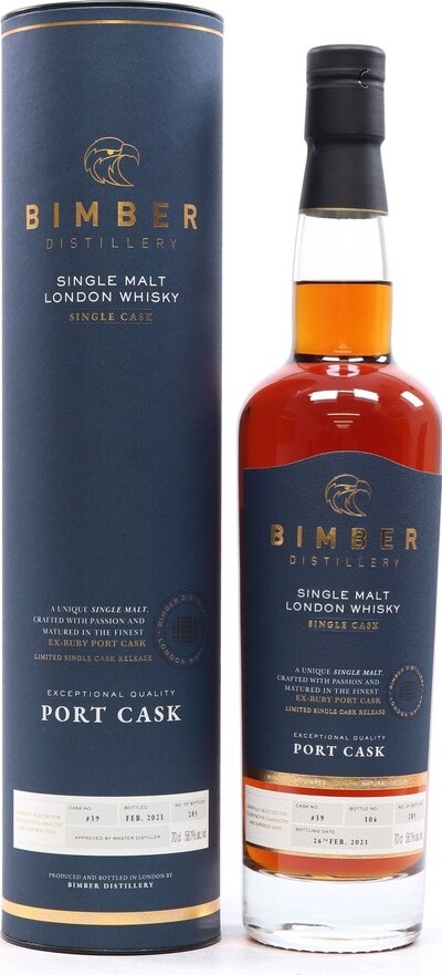 Bimber Single Malt London Whisky Single Cask ex-Ruby Port cask #39 58.1% 700ml