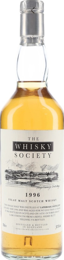 Laphroaig 1996 SMS The Whisky Society Refill Sherry Butt 57.5% 700ml