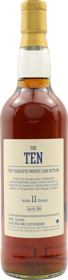 Port Charlotte 2004 Private Cask Bottling Sherry Hogshead #0946 The Ten 61.5% 700ml