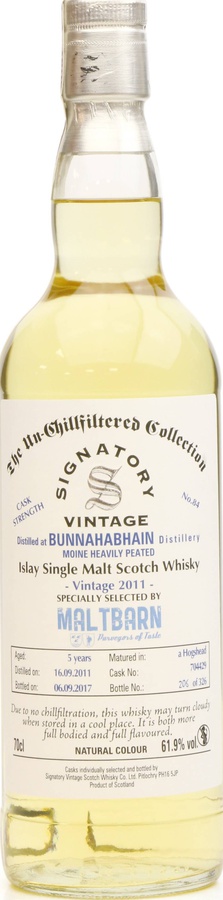 Bunnahabhain 2011 SV Moine The Un-Chillfiltered Collection Cask Strength #704429 Maltbarn 61.9% 700ml