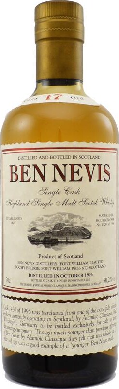 Ben Nevis 1996 17yo Bourbon Cask #1420 Alambic Classique 50.2% 700ml