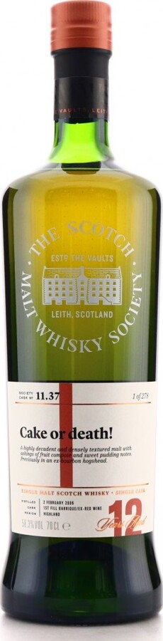 Tomatin 2006 SMWS 11.37 Cake or death 12yo 1st Fill Barrique Ex-Red Wine 58.3% 700ml