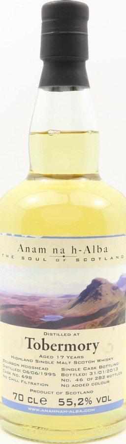 Tobermory 1995 ANHA The Soul of Scotland Bourbon Hogshead #698 55.2% 700ml