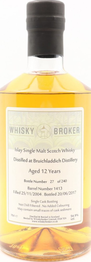 Bruichladdich 2004 WhB First Fill Bourbon Barrel #1413 54.9% 700ml