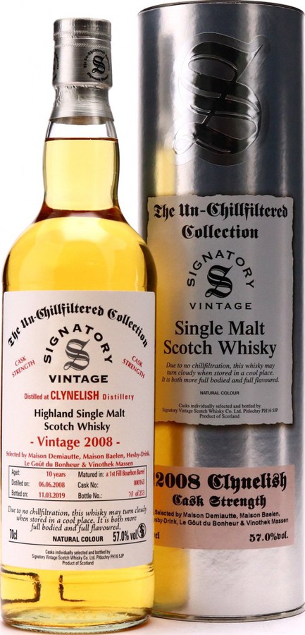 Clynelish 2008 SV The Un-Chillfiltered Collection 1st Fill Bourbon Barrel #800163 57% 700ml
