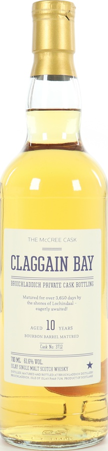 Bruichladdich 10yo Claggain Bay Private Cask Bottling Bourbon Barrel #3712 61.6% 700ml