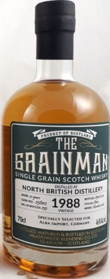North British 1988 MBl The Grainman Bourbon Cask #258112 Alba Import Germany 46.4% 700ml