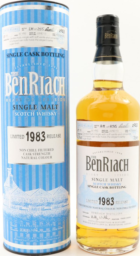 BenRiach 1983 Single Cask Bottling Batch 10 #296 43.9% 700ml