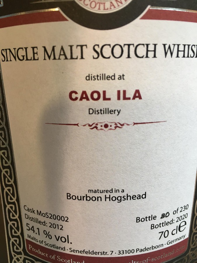Caol Ila 2012 MoS Bourbon Hogshead 54.1% 700ml