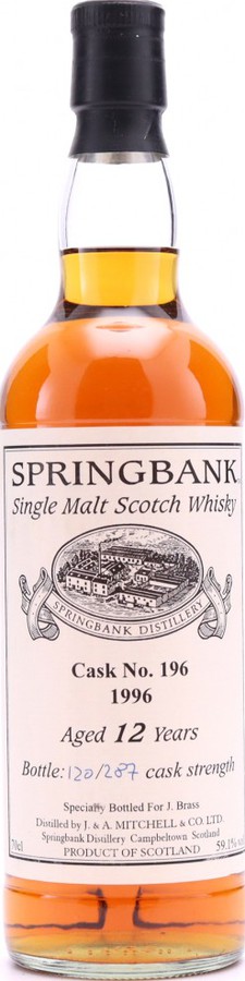 Springbank 1996 Private Bottling J. Brass #196 59.1% 700ml