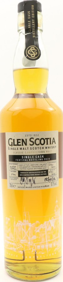 Glen Scotia 2001 Single Cask Festival Bottling 2016 #624 57.1% 700ml