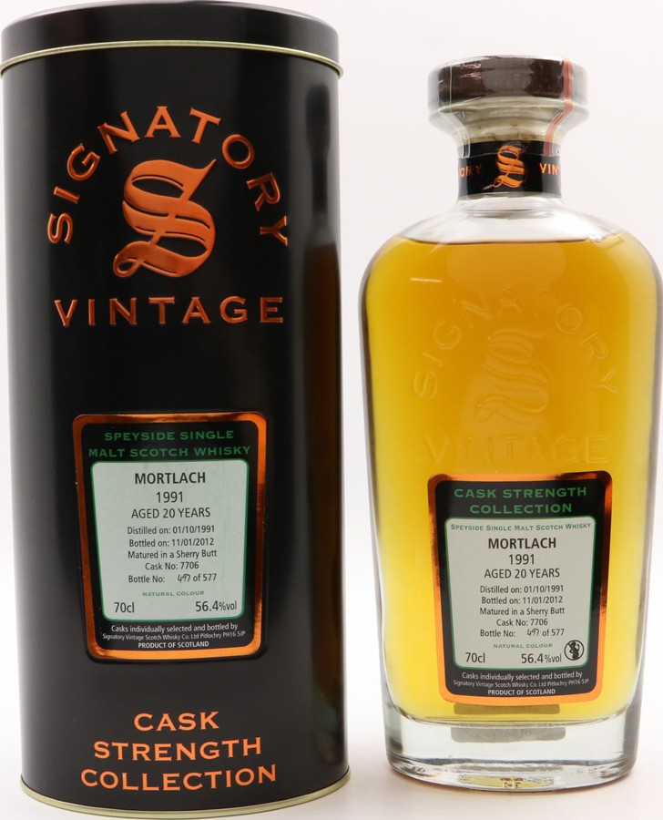 Mortlach 1991 SV Cask Strength Collection Sherry Butt #7706 56.4% 700ml