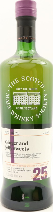 Glenlossie 1992 SMWS 46.71 Ginger and jelly sweets Refill Ex-Bourbon Hogshead 52.9% 700ml