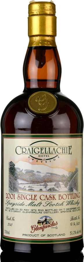 Glenfarclas 1972 Single Cask Bottling #3540 Craigellachie Hotel 51.2% 700ml