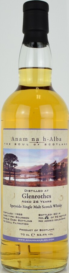 Glenrothes 1988 ANHA The Soul of Scotland 26yo Bourbon Cask 53.4% 700ml