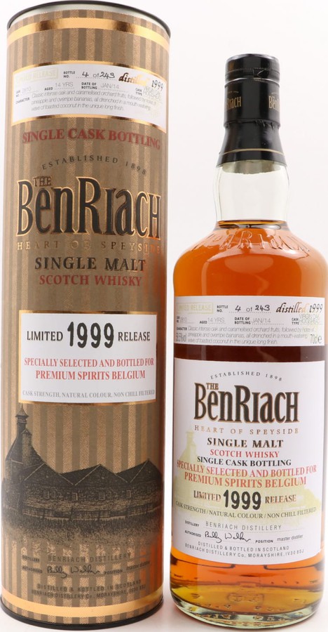 BenRiach 1999 Single Cask Bottling Virgin Oak Hogshead #2810 Premium Spirits Belgium 58.5% 700ml