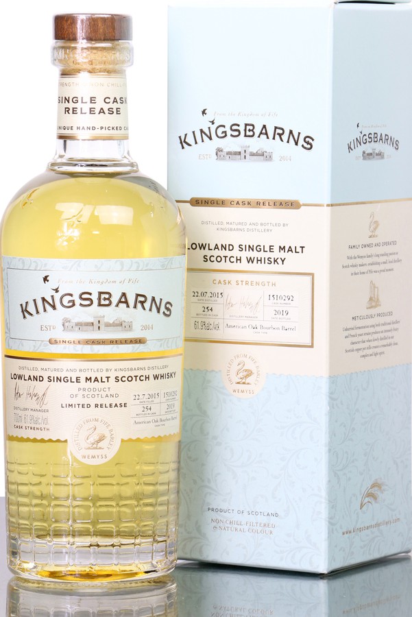 Kingsbarns 2015 Single Cask Release American Oak Bourbon Barrel #1510292 The Netherlands Exclusive 61.9% 700ml