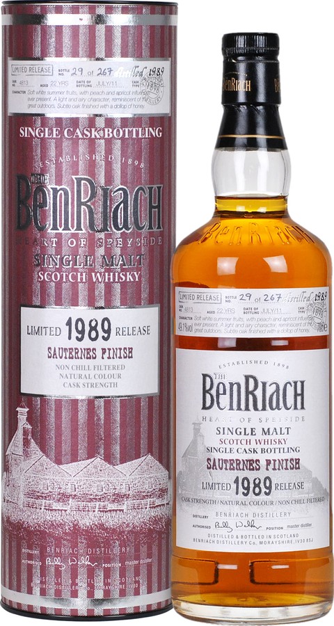 BenRiach 1989 Single Cask Bottling Batch 8 #4813 49.1% 700ml