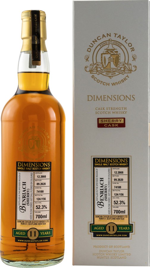 BenRiach 2008 DT Dimensions Sherry Cask #74188 52.3% 700ml
